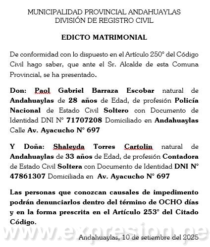 EDICTO ANDAHUAYLAS
