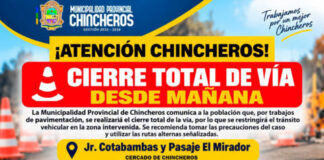 CIERRE TOTAL EN PASAJE EL MIRADOR Y JR. COTABAMBAS POR INICIO DE OBRA DE PAVIMENTACIÓN