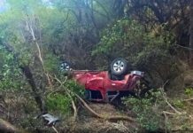 POLICÍA AUXILIA A CONDUCTOR DE 72 AÑOS TRAS CAÍDA DE CAMIONETA A UN ABISMO EN COTABAMBAS