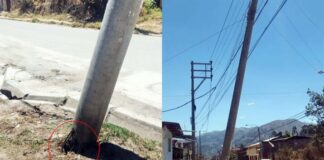 POSTE DE ALTA TENSIÓN EN PELIGROSA POSICIÓN GENERA ALERTA ENTRE VECINOS DE SALINAS