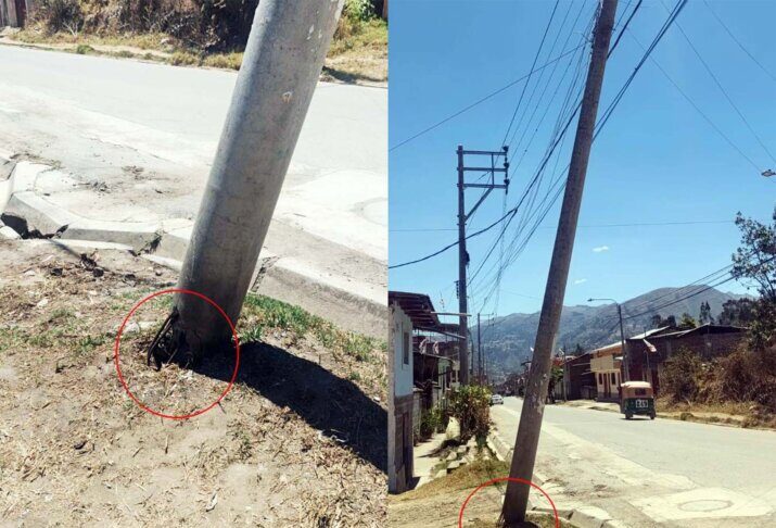 POSTE DE ALTA TENSIÓN EN PELIGROSA POSICIÓN GENERA ALERTA ENTRE VECINOS DE SALINAS